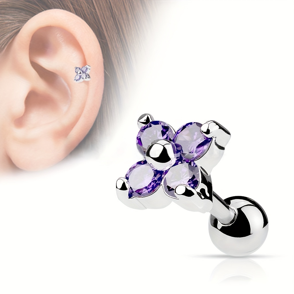 Multicolor Flower CZ Stud Earrings 316 for Daily Wear